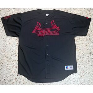 Russel Athletic Vtg MLB Rare St.Louis Cardinals Black Baseball Jersey‎ Size XXL